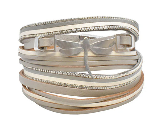 Dragonfly Multi Wrap Magnetic Bracelet-Grey