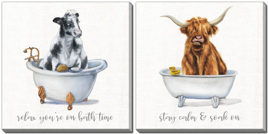 Bath Time Cow & Steer Prints -  Set of 2 **Pick Up Only**