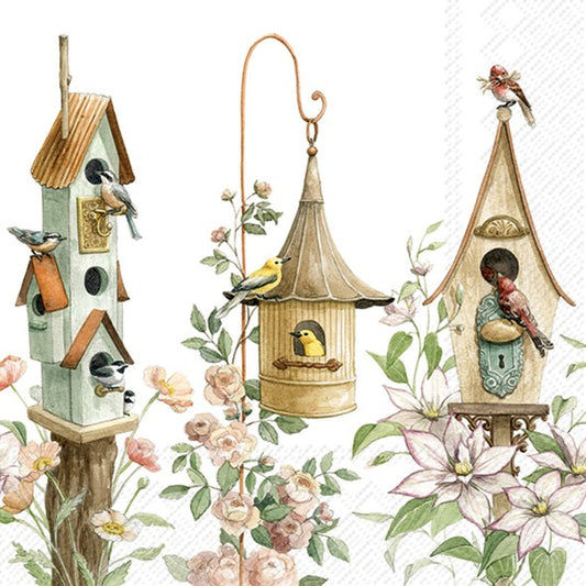 Three Birdhouses Paper Napkins
