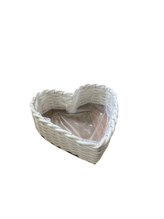 Heart Rope Basket- Natural and White