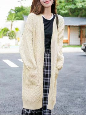 Cream Knitted Cardigan with Pockets