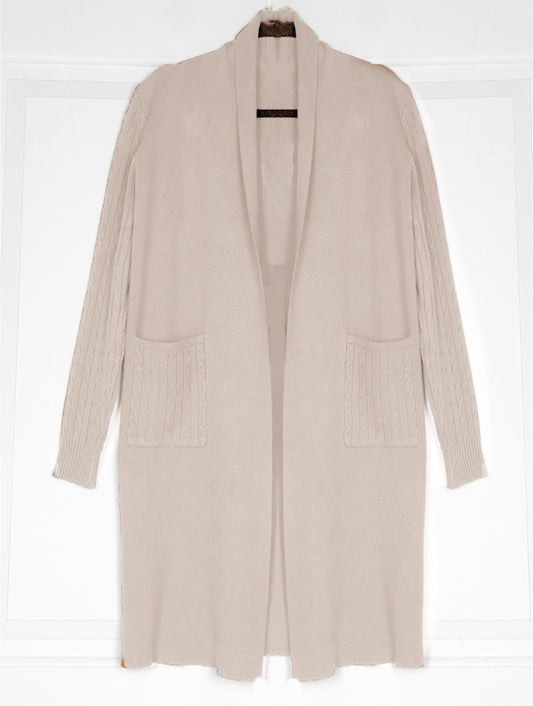 Knit Cardigan with Pockets - Beige
