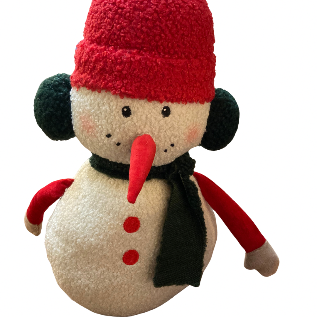Snowman with Scarf and Red Hat