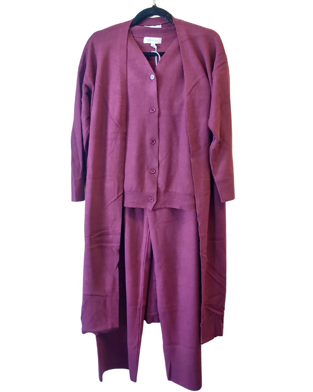 Wide Leg Knit Pants -Burgundy