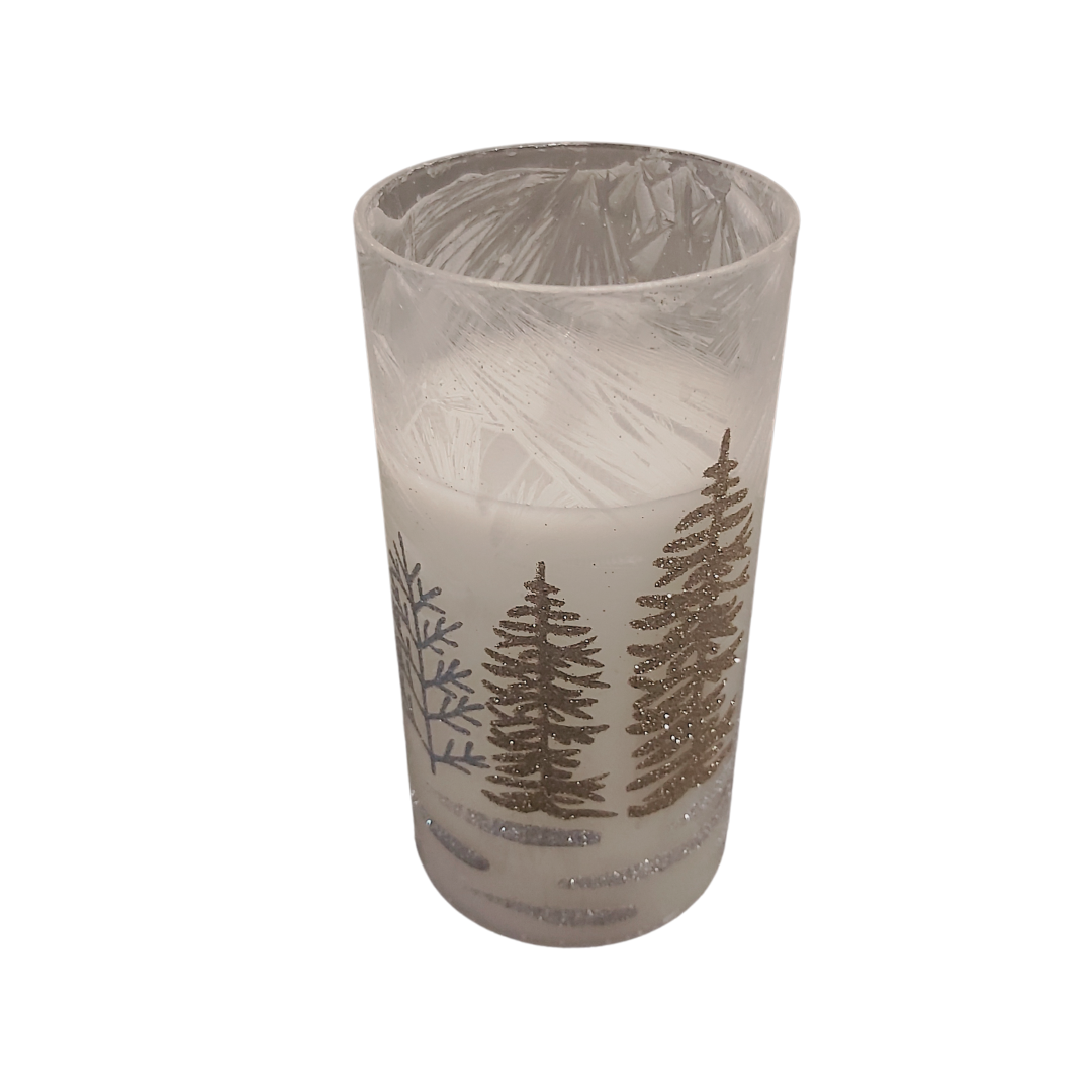 LED Candle with Gold and Silver Trees (3 Sizes)
