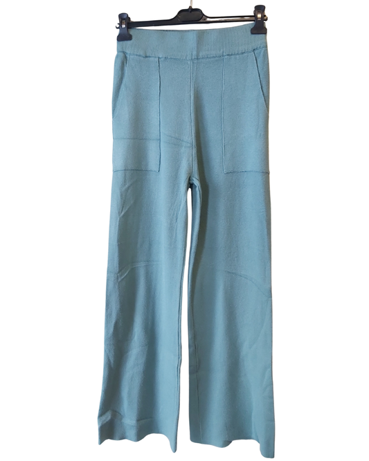 Wide Leg Knit Pants - Green