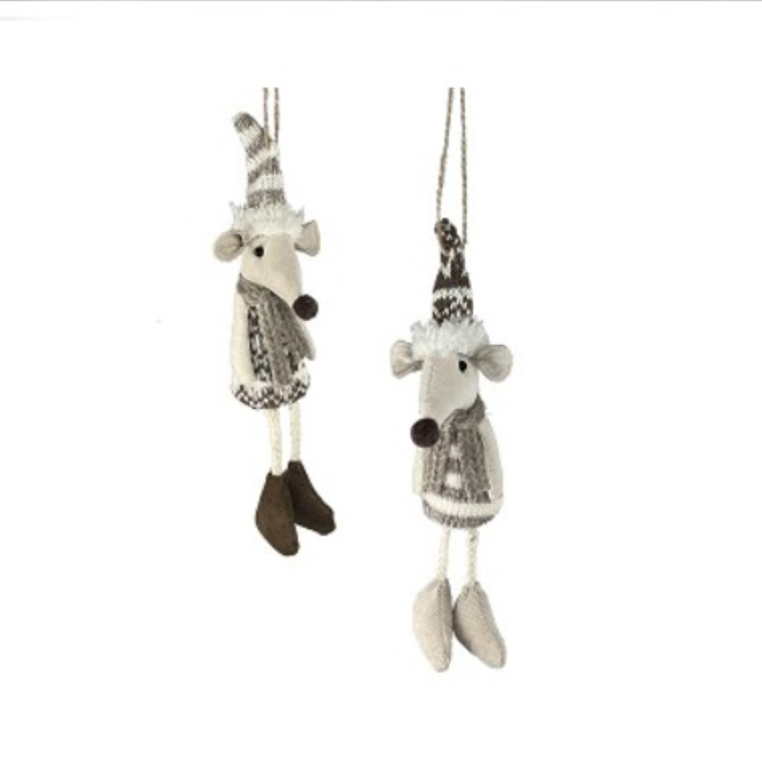 Brown and Beige Mouse Ornament - Assorted