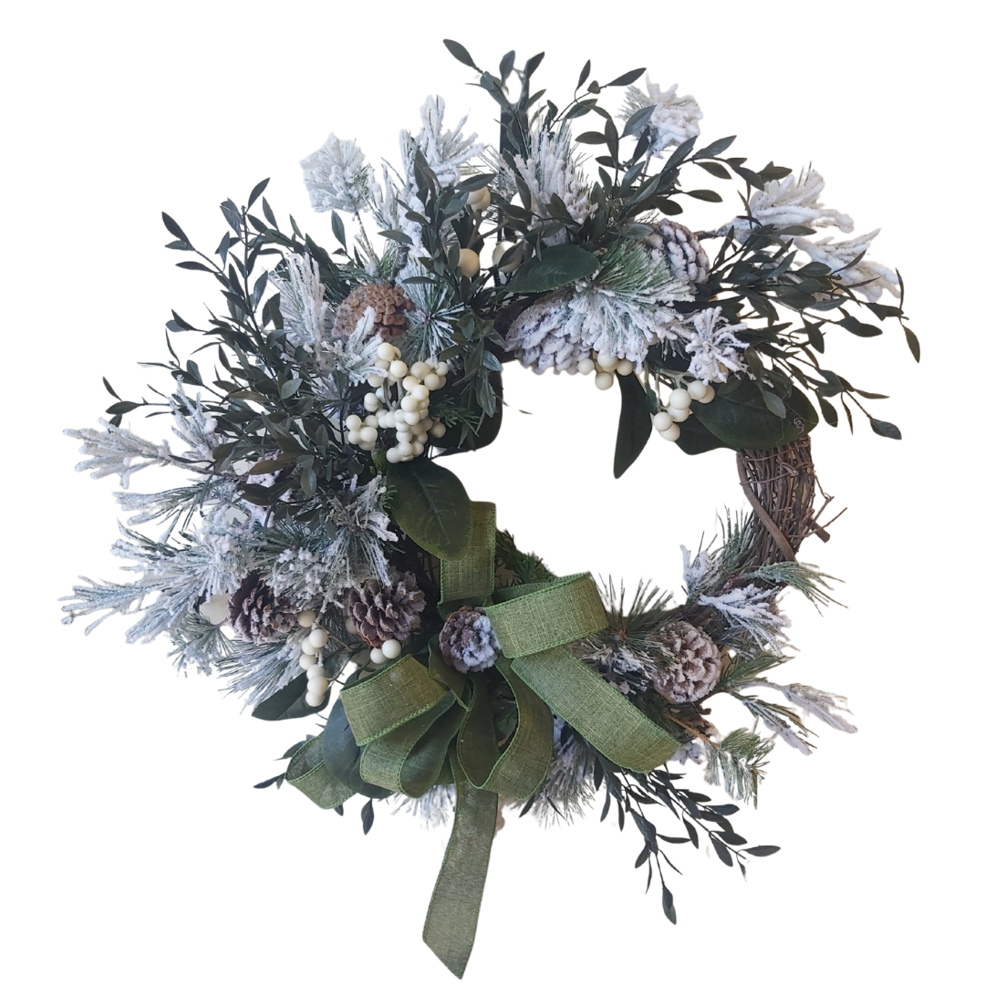 Wreath Snowy Pine and Berries  **Pick Up Only **