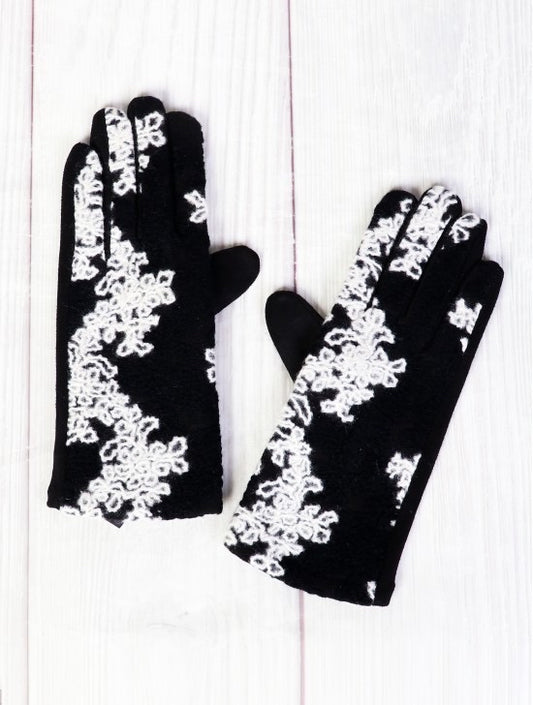 White Embroidered Gloves