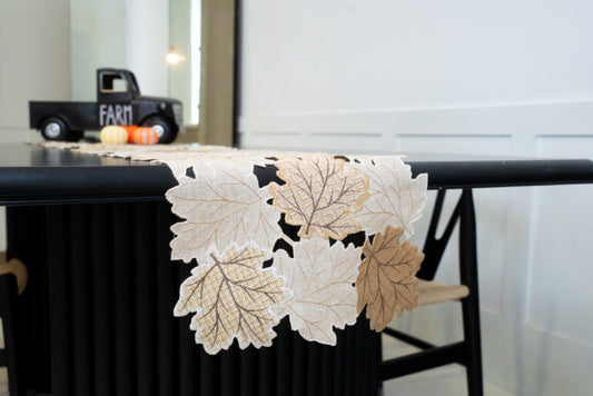 Natural Beige Cutwork Table Runner