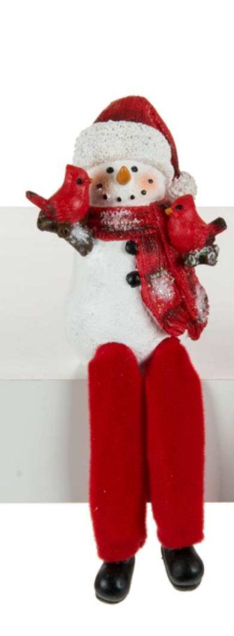 Dangly Leg Snowman with Cardinal (2 Styles)