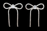 Bow Crystal Rhinestone Earring - Silver