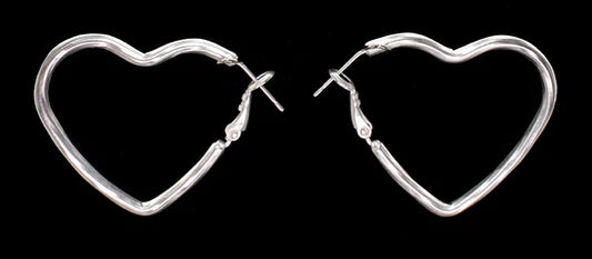 Heart Hoop Earring - Silver Colour