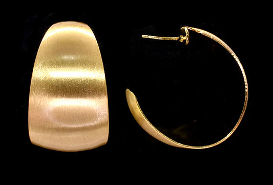 Wide Flat Matt Hoop Earring - Gold