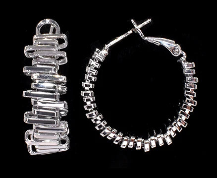 Silver Ribbed Hoop Earring
