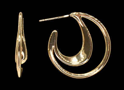 Gold-coloured Double Hoop Earring