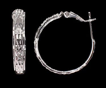 Textured Silver-coloured Hoop Earring