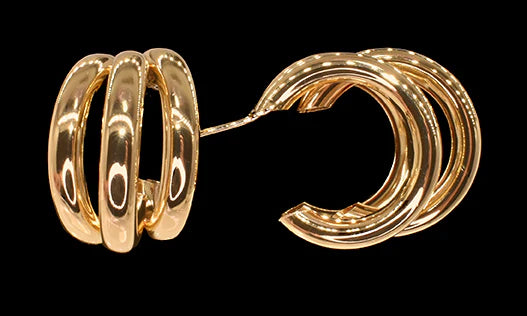 Triple Hoop Earring-Gold