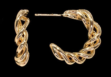 Gold-coloured Braided Hoop Earring