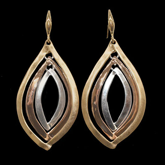 Teardrop Dangling Earrings-Tri Color