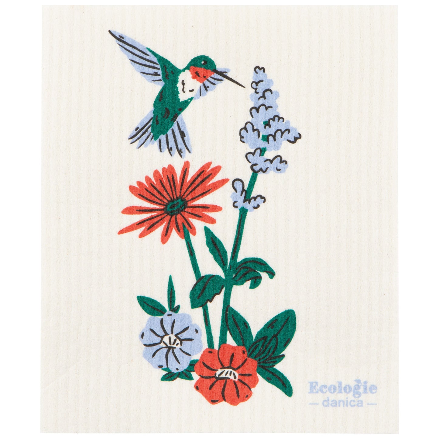 Swedish Dishcloth- Hummingbird Floral - Joshua & Company