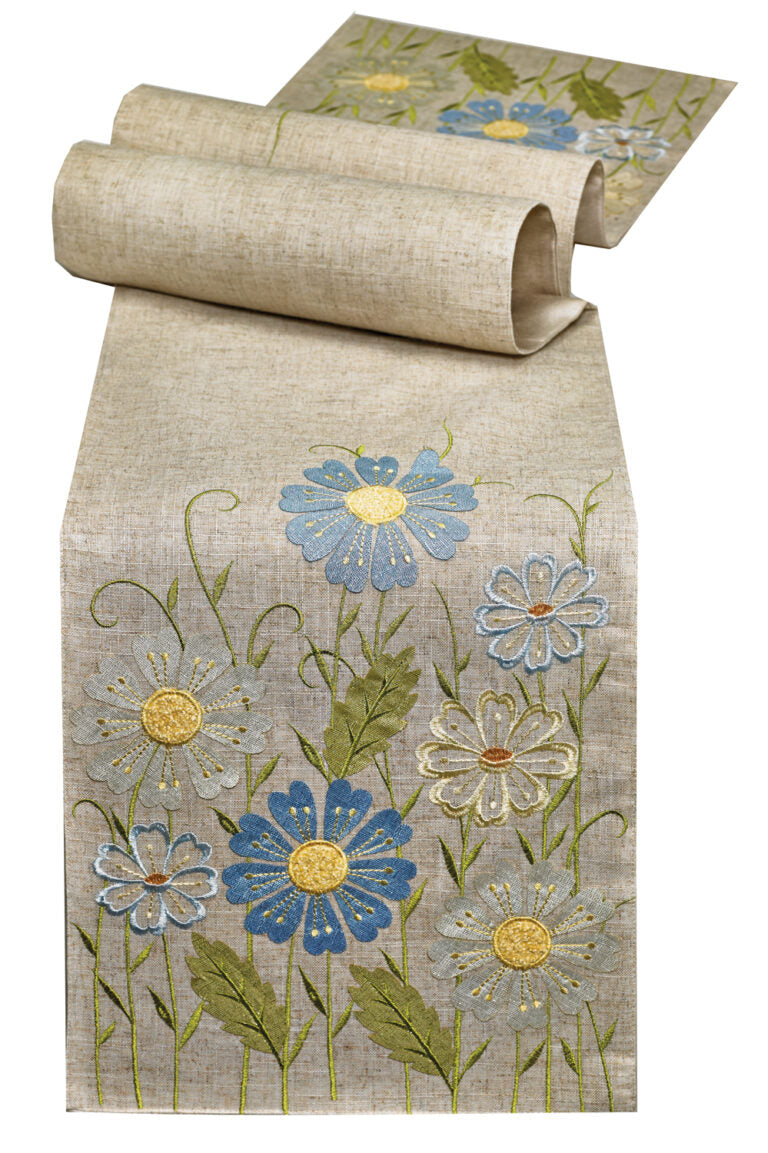 Floral Daisy Natural Table Runner