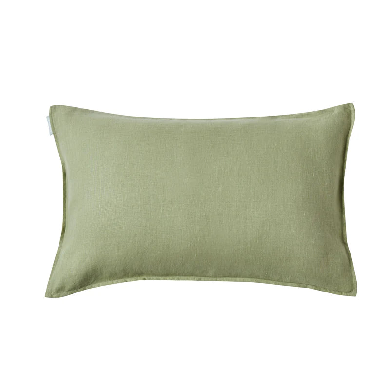 Linen Feather Cushion 14" x 22" - Green Tea