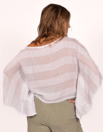 Catherine Lillywhite White Frayed Edge Top