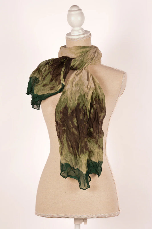 Green Crinkle Stripe Scarf