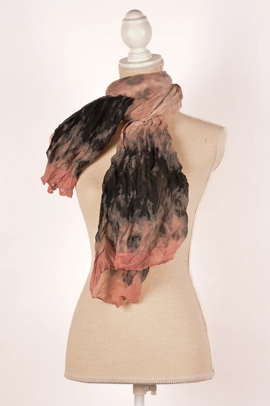 Pink Crinkle Stripe Scarf