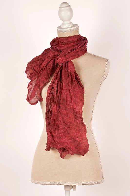 Red Two Tone Crinkle Scarf