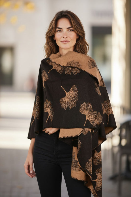 Reversible Gingko Leaf Wrap
