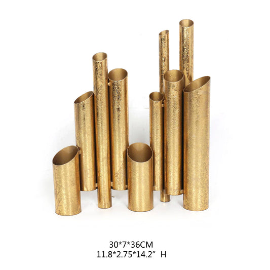 Gold Metal Tube Vase - Table Decor