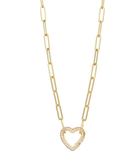 Encrusted Heart Necklace - Gold