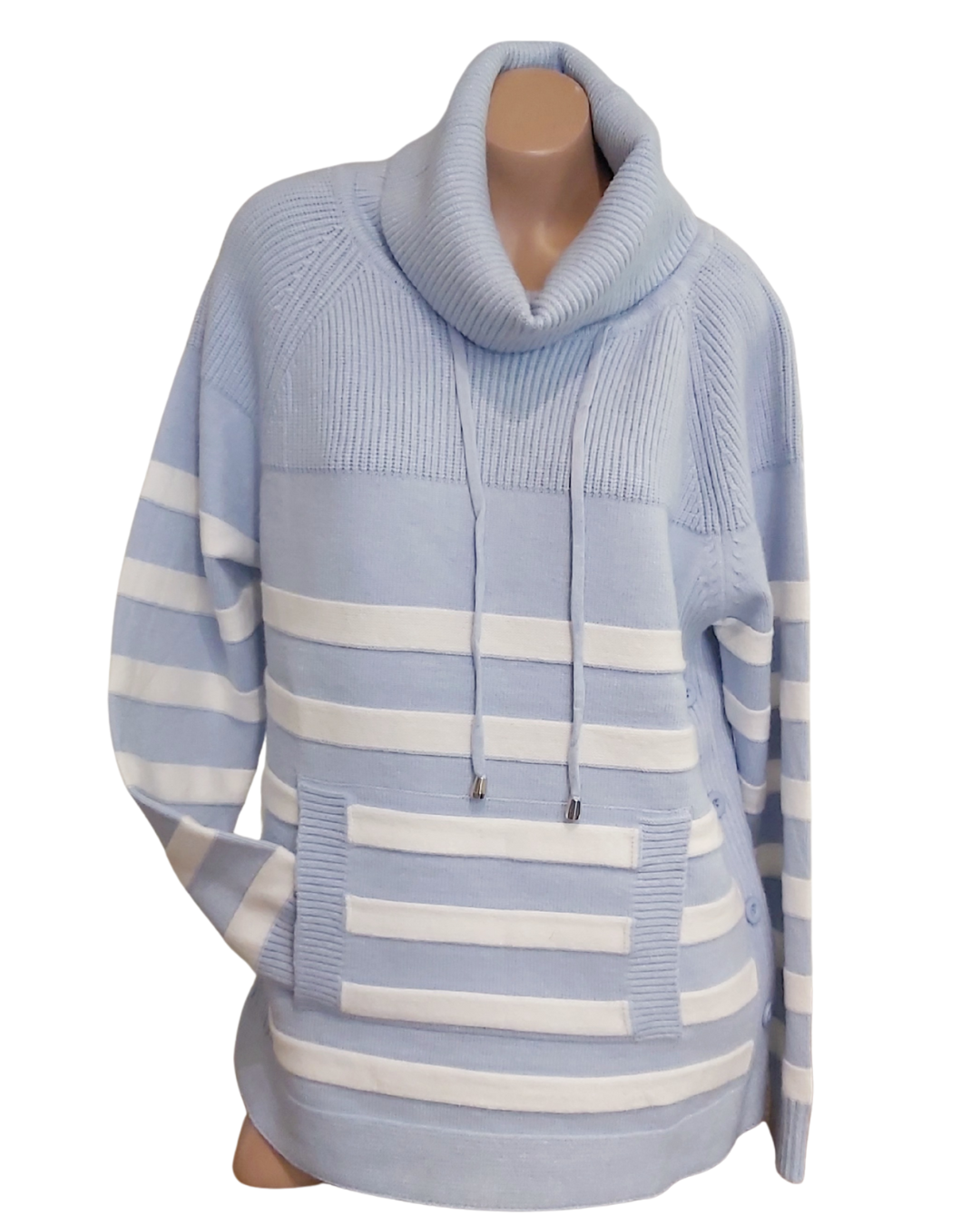 Light Blue Cowl Neck Sweater
