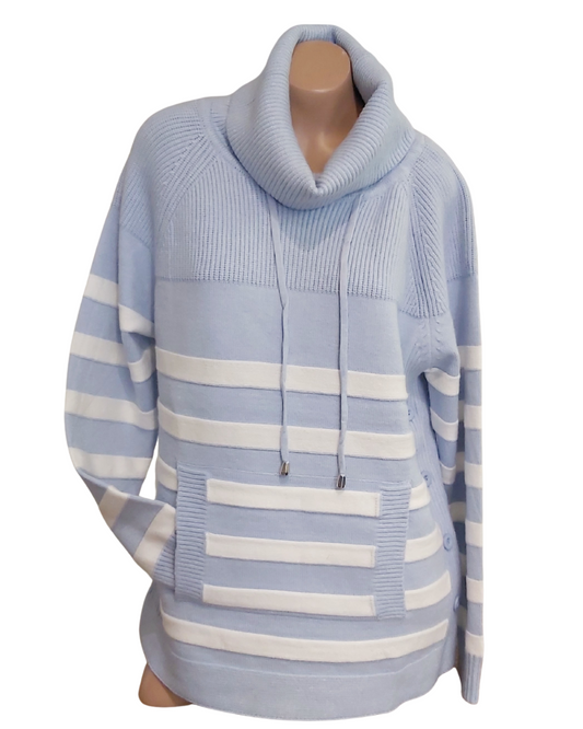 Light Blue Cowl Neck Sweater