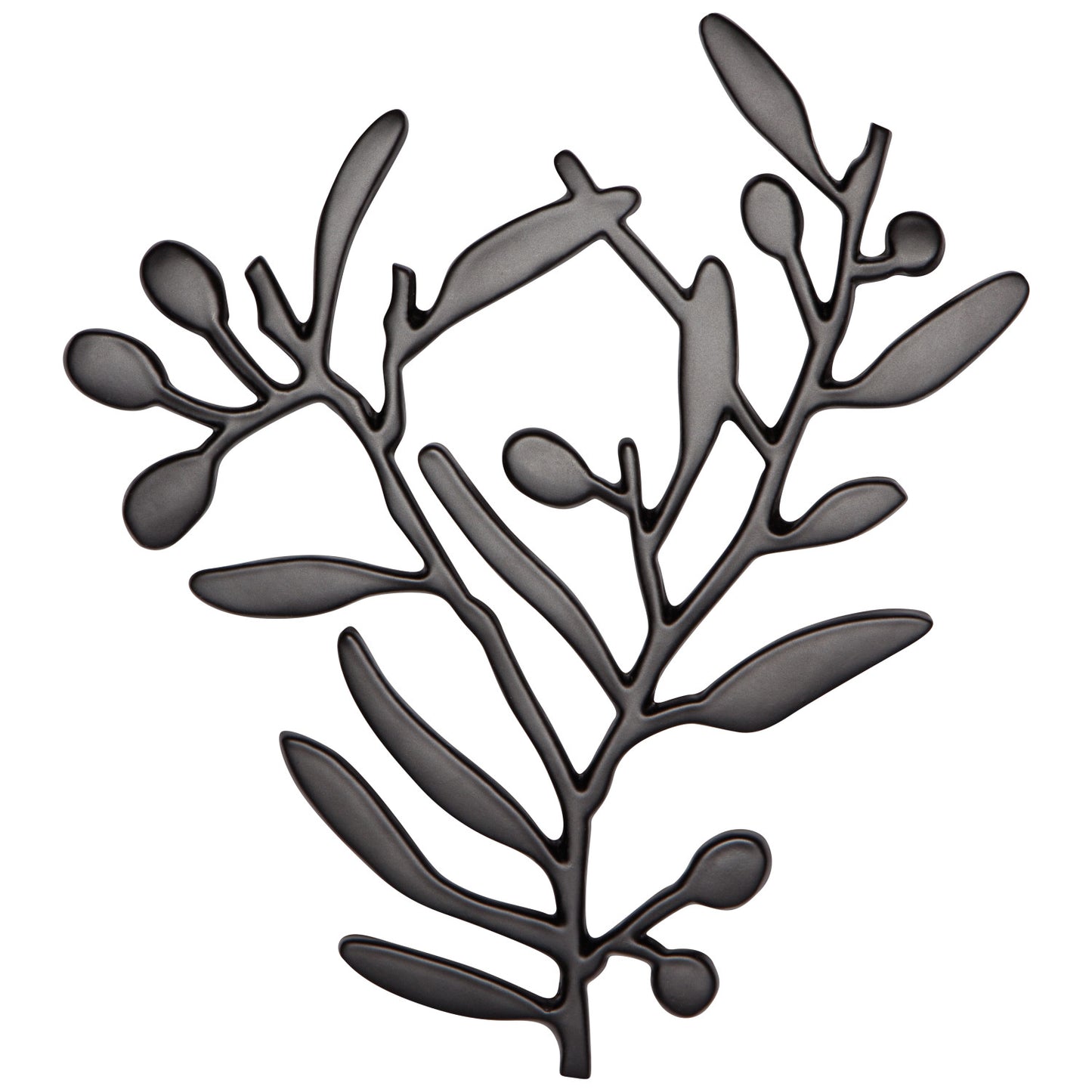 Matte Black Metal Trivet- Branches/Leaves