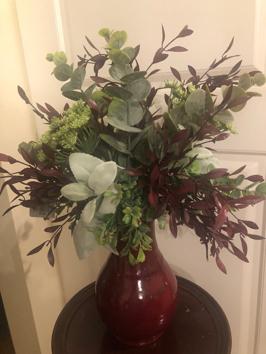 Arrangement with Floral in Red Vase*Store Pick Up Only