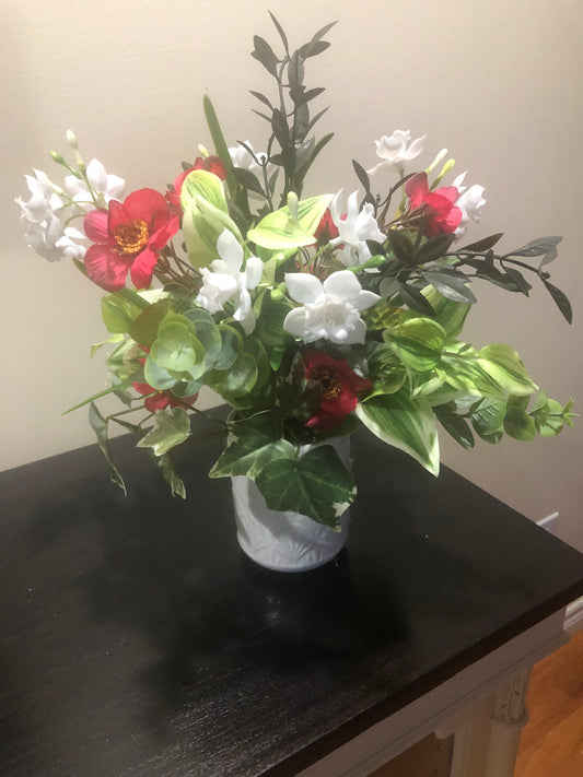 Pink with White Faux Floral Arrangement *Pick Up Only