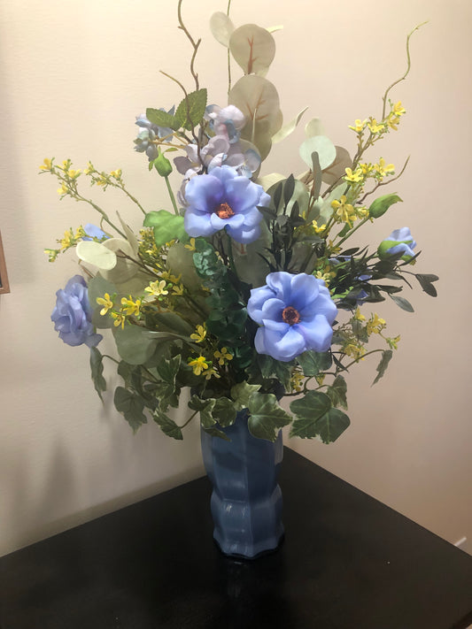 Periwinkle Blue Faux Floral Arrangement *Pick Up Only
