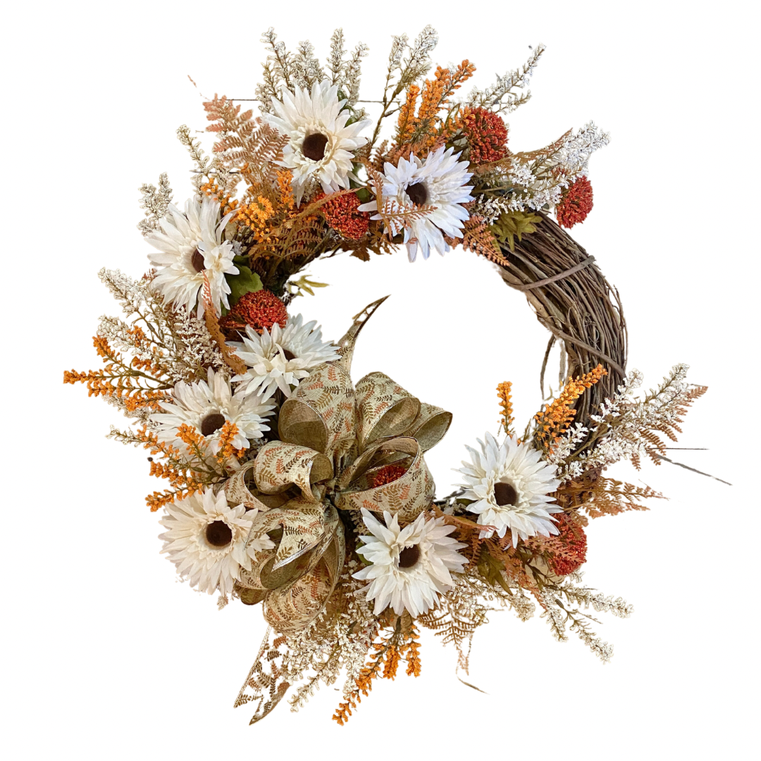 Cream and Rust Fall Wreath 18" **Store Pickup Only**