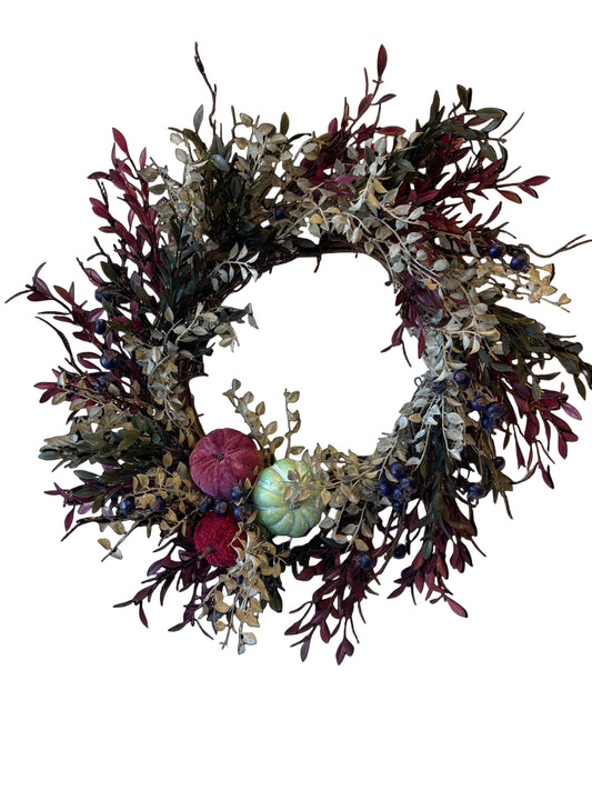 Fall Wreath with Three Pumpkins *Pick Up Only