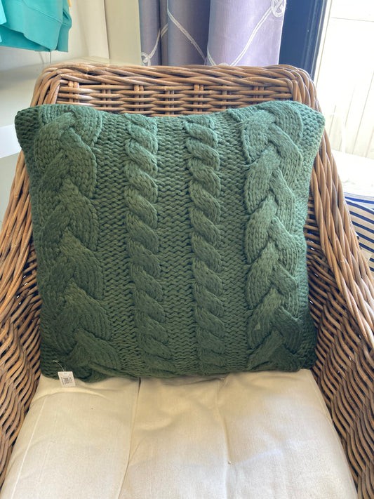 Green Cable Knit Cushion