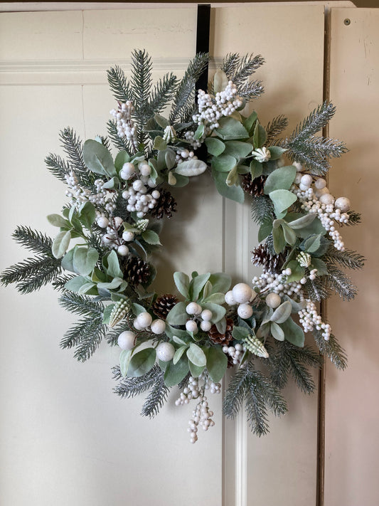 Wreath Winter Whites and Greens **Pick Up Only **