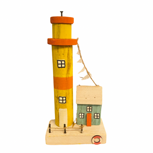 Yellow Driftwood Lighthouse 12"