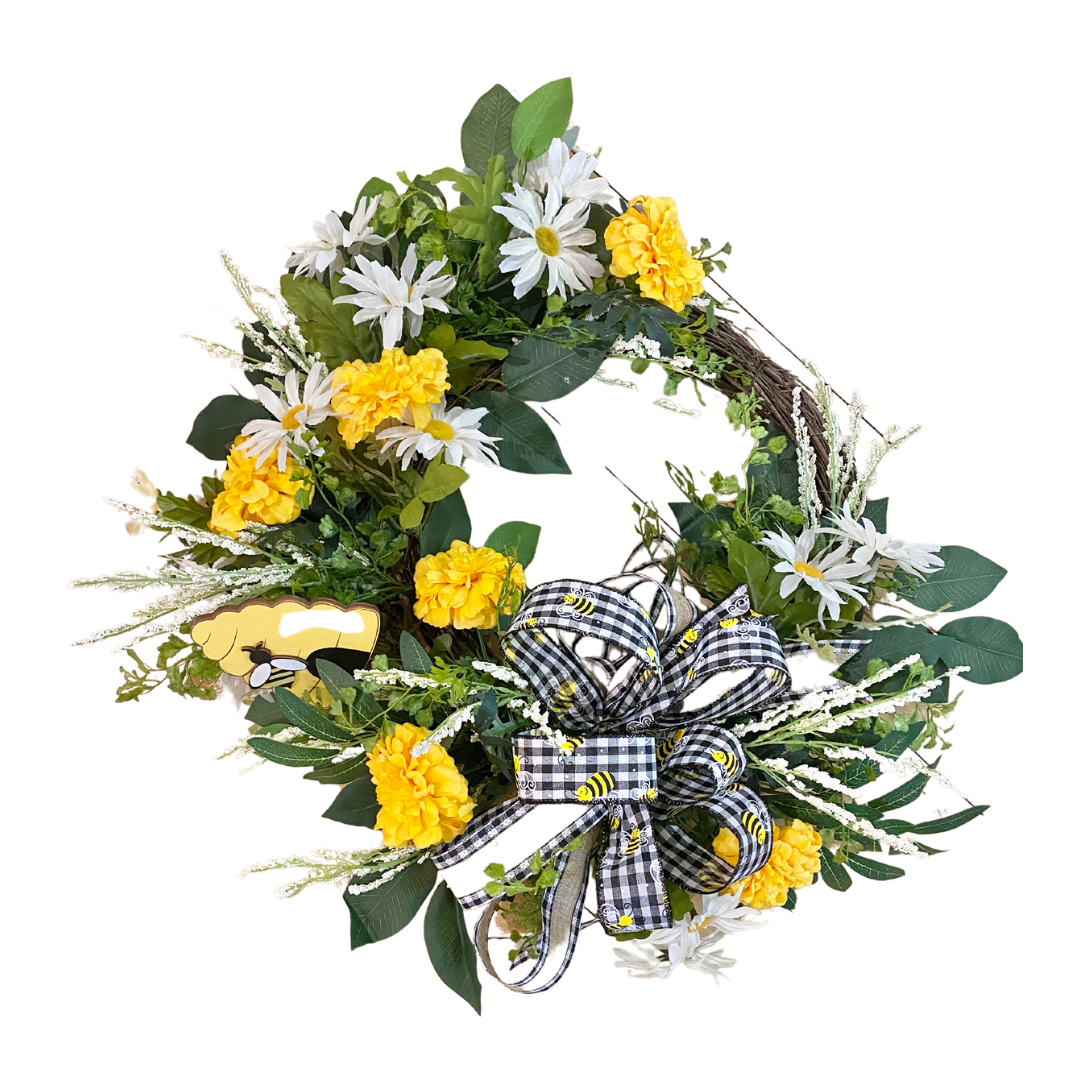 Flowers and Bees Wreath