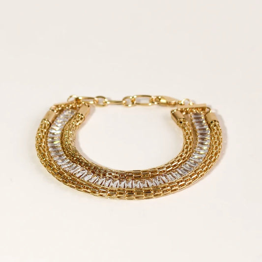 Multilayerd Gold-Toned Tennis Bracelet