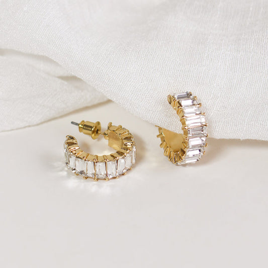 White and Gold-Toned Hoop Earring