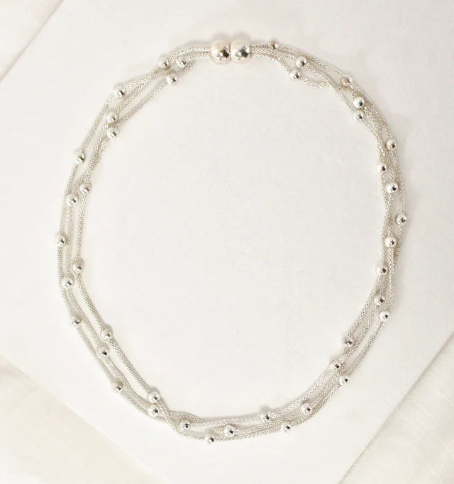 Magnetic Mesh Necklace Silver