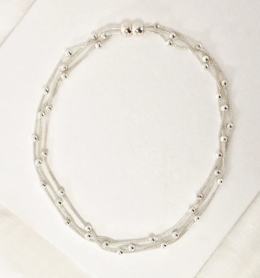Magnetic Mesh Necklace Silver